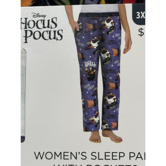 Disney Pants - Disney Hocus Pocus Women's Sanderson Sisters Fleece Pull On PJ Pants Purple‎ 3XL